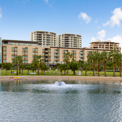 Darwin Waterfront Lagoon with Arkaba East and West Towers behind