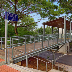 The skywalk to Darwin Waterfront is just a short stroll from the entrance of the Arkaba towers